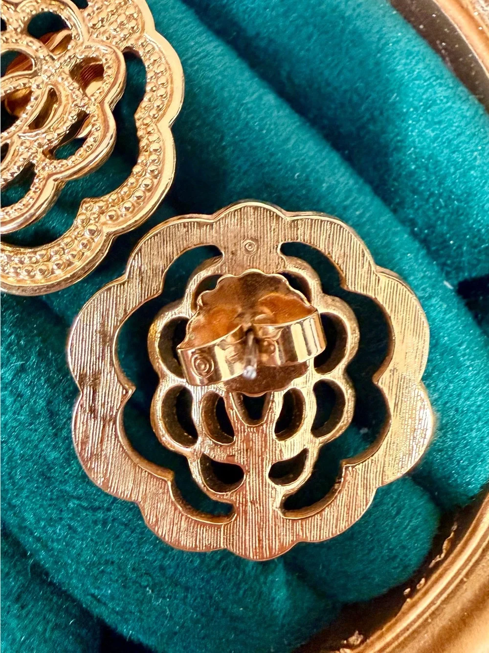 Avon Gold-Tone Floral Filigree Earrings